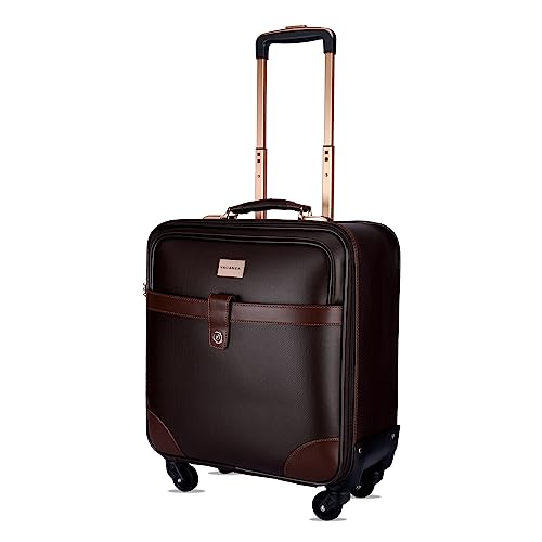 3G VACANZA Small Cabin Luggage (18 inch) 4 Wheels Vegan Leather Trolley Bag/Laptop Roller Case Unisex - Brown - Image 1