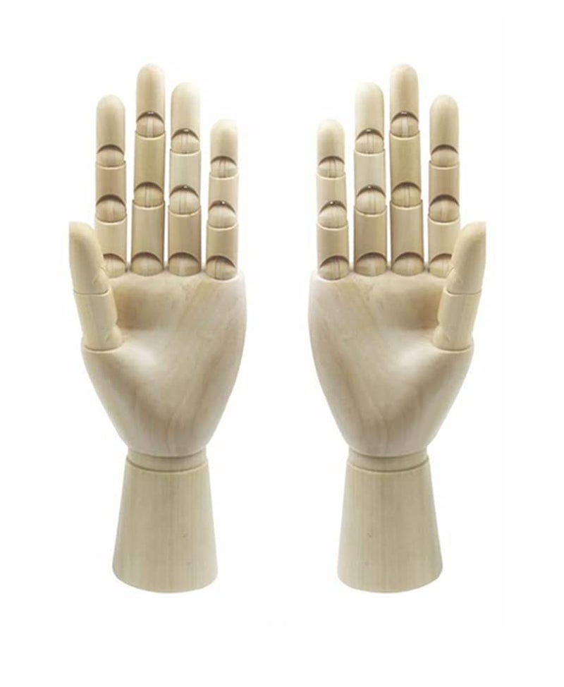 Wood Artist Drawing Manikin Articulated Mannequin with Wooden Flexible Fingers 2 pcs10 inchesLeft HandRight Hand