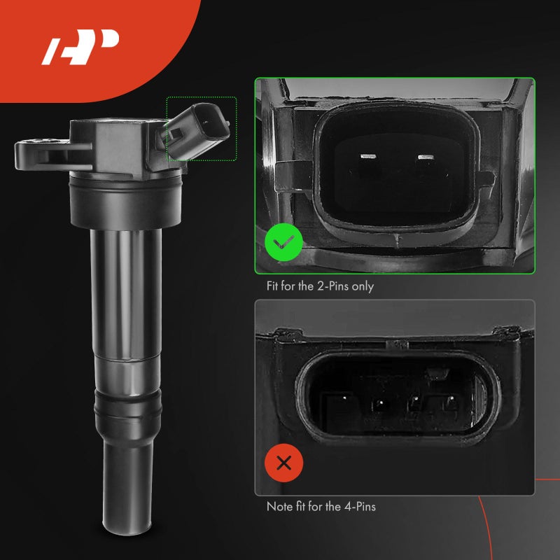 A-Premium Set of 4 Ignition Coil Pack (2-pin) and Iridium Spark Plugs Compatible with Hyundai Elantra 2012-2016 1.8L 4 Cyl, Tucson 2014-2020 2.0L 4 Cyl & Kia Soul 2012-2019 2.0L 4 Cyl - Image 2