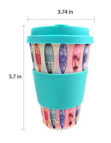TINYMILLS Eco-Friendly Reusable Plant Fiber Travel Mug with Sunset Surfboards Design Stocking Stuffers Party Prizes Teacher Gift Graduation Gift - Image 3