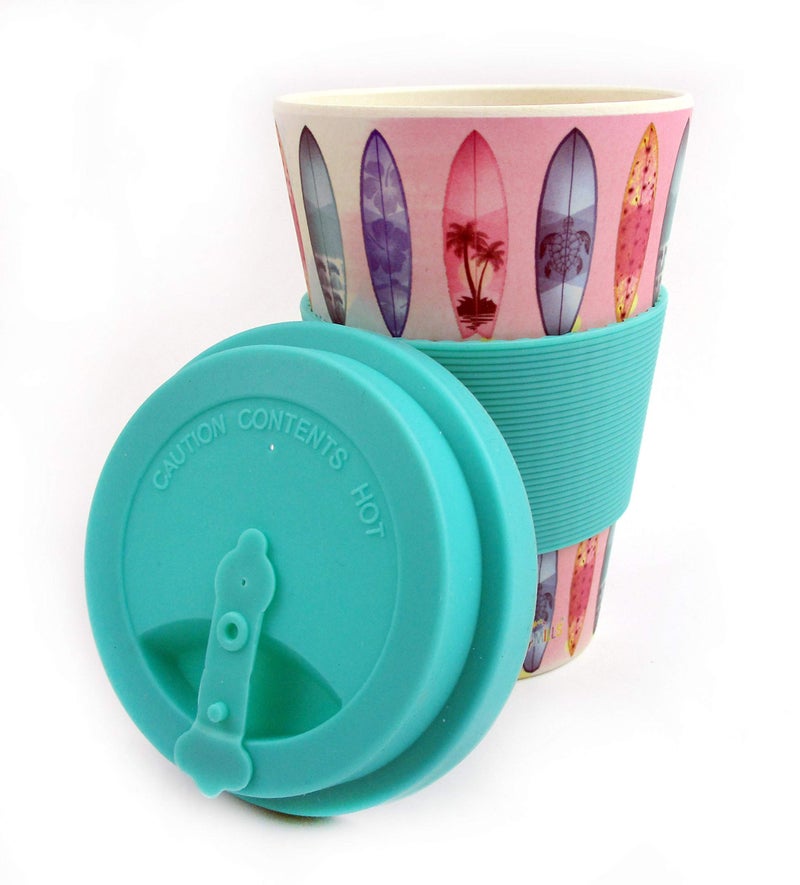 TINYMILLS Eco-Friendly Reusable Plant Fiber Travel Mug with Sunset Surfboards Design Stocking Stuffers Party Prizes Teacher Gift Graduation Gift - Image 4