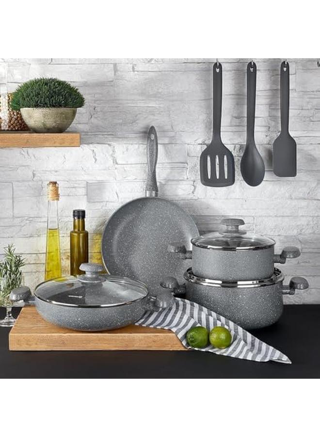 Korkmaz Mia Granite Short Pot Gray 28 x 6.5 cm A2810 - Image 2