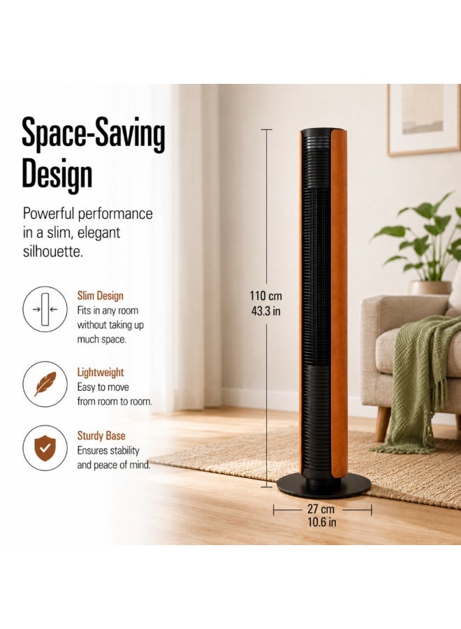 StadlerForm Stadler Form Swiss Design Tower Fan Peter with Remote Control and Easy Touch Panel Swing Mode with 3 Speed Levels Timer and Swivel Function Slim Design Leather 2 Years Warranty plus Local Support - Image 4