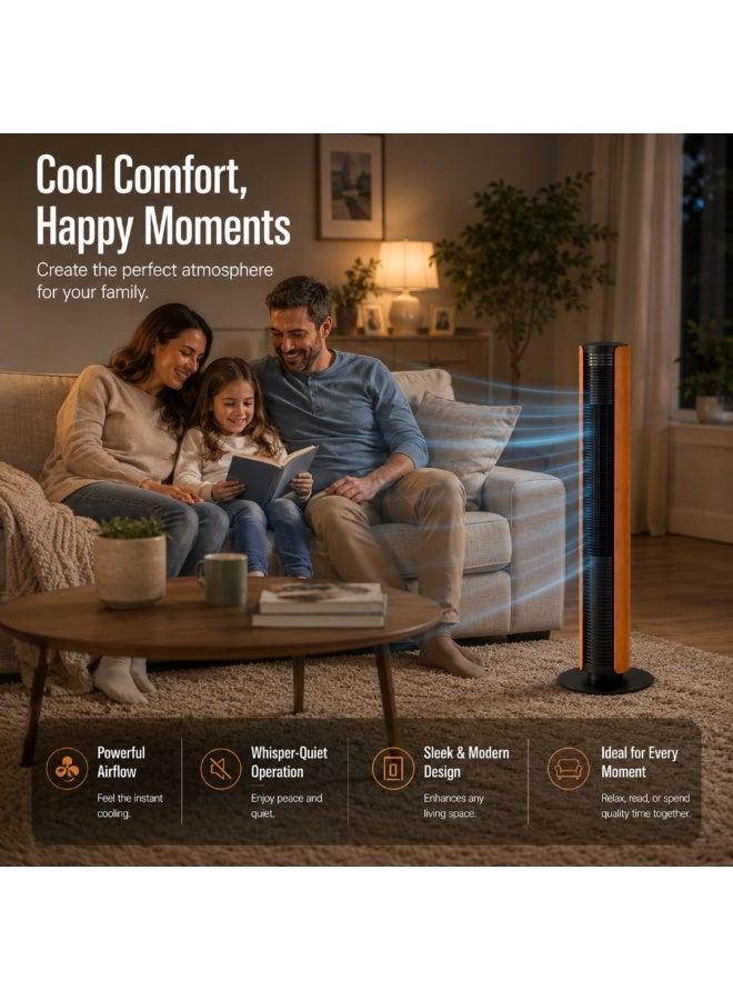 StadlerForm Stadler Form Swiss Design Tower Fan Peter with Remote Control and Easy Touch Panel Swing Mode with 3 Speed Levels Timer and Swivel Function Slim Design Leather 2 Years Warranty plus Local Support - Image 2