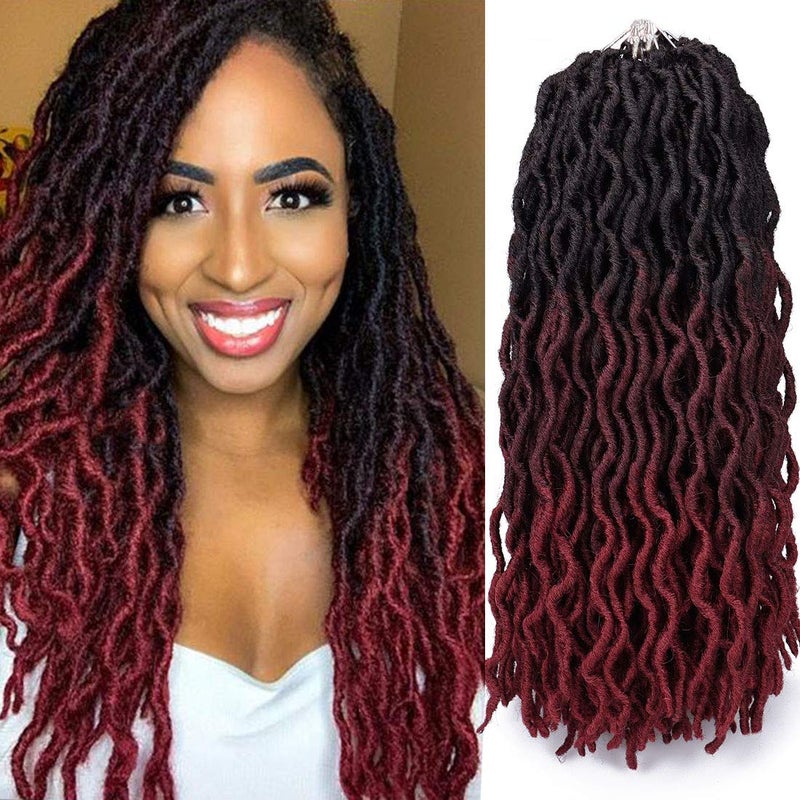 18 Inch Goddess Faux locs Crochet Hair 6 PacksLot Soft Gypsy Locs Wavy Crochet Braids Dreadlocks 3Tone Curly Wavy Twist Braiding Hair Extensions African Roots Braid1B99J530