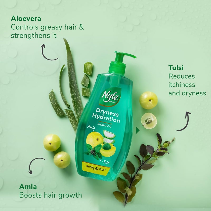 Nyle Naturals Dryness Hydration Shampoo with Tulsi Amla and Aloe Vera Gentle Soft Shampoo pH Balanced and Paraben Free For Men Women 800ml - Image 4