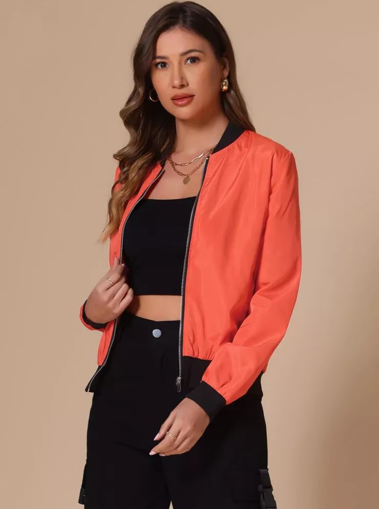 TAGAS Store TAGAS Women's Solid Bomber Jacket – Lightweight Zip-Up Stylish Casual Wear – Full Sleeve Windcheater for Girls & Women - Image 2