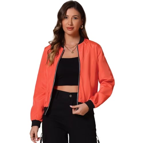 TAGAS Store TAGAS Women's Solid Bomber Jacket – Lightweight Zip-Up Stylish Casual Wear – Full Sleeve Windcheater for Girls & Women - Image 1
