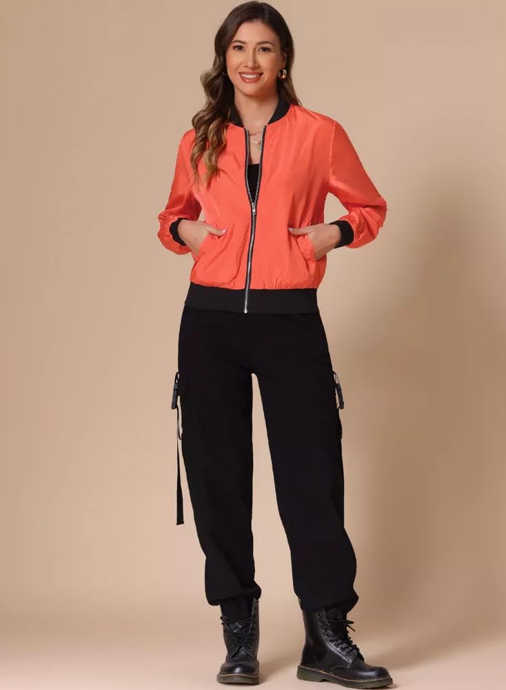 TAGAS Store TAGAS Women's Solid Bomber Jacket – Lightweight Zip-Up Stylish Casual Wear – Full Sleeve Windcheater for Girls & Women - Image 3