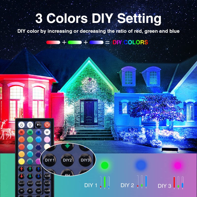 Onforu أضواء المسرح Onforu حزمة 2 48 واط LED ضوء غسالة جدارية، IP66 مقاوم للماء في الهواء الطلق شريط ضوء RGB مع توقيت، أضواء غسيل بألوان DIY مع جهاز تحكم عن بعد 44 مفتاح لحفلات الزفاف في الحدائق - Image 3