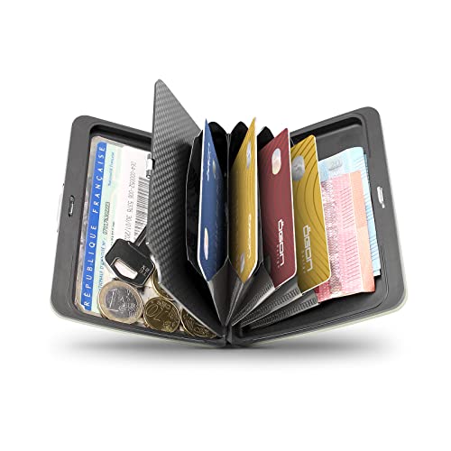 ÖGON -DESIGNS- Genuine Carbon Fiber wallet, Large capacity with metal lock, RFID Protection against fraud and demagnetization, Smart Case OSLO Large model - Image 3