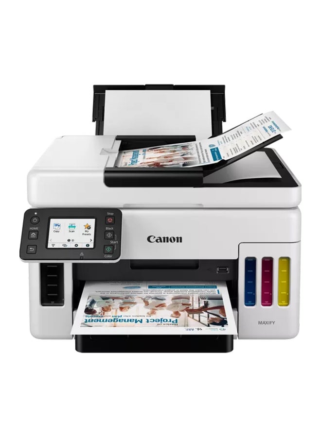 Canon GX6040 Wireless Colour 3-in-1 Refillable MegaTank Inkjet Printer, White, A4, print, copy, scan with 350-sheet paper capacity, high-yields of ink of up to 6,000 black pages or 14,000 color pages, diverse media support White - Image 3