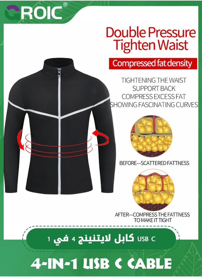 GROIC Sauna Suit for Men, Sweat Suit Waist Trainer Long Sleeve Jacket, Compression Workout Gym Clothes Sweat Enhancer Suit, Weight Loss Body Shaper for Workout Sports  - Image 5
