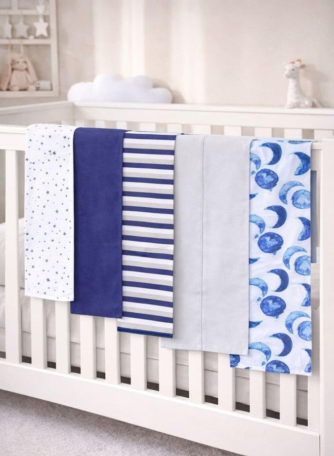 TuddyBuddy Baby Burp Cloth Towel Napkins for Baby Large 17x12 Inches, Fine Double Layer 100% Cotton (5 Pcs Burp Towels, Blue Moons & Stars) - Image 3