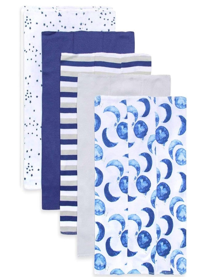 TuddyBuddy Baby Burp Cloth Towel Napkins for Baby Large 17x12 Inches, Fine Double Layer 100% Cotton (5 Pcs Burp Towels, Blue Moons & Stars) - Image 4