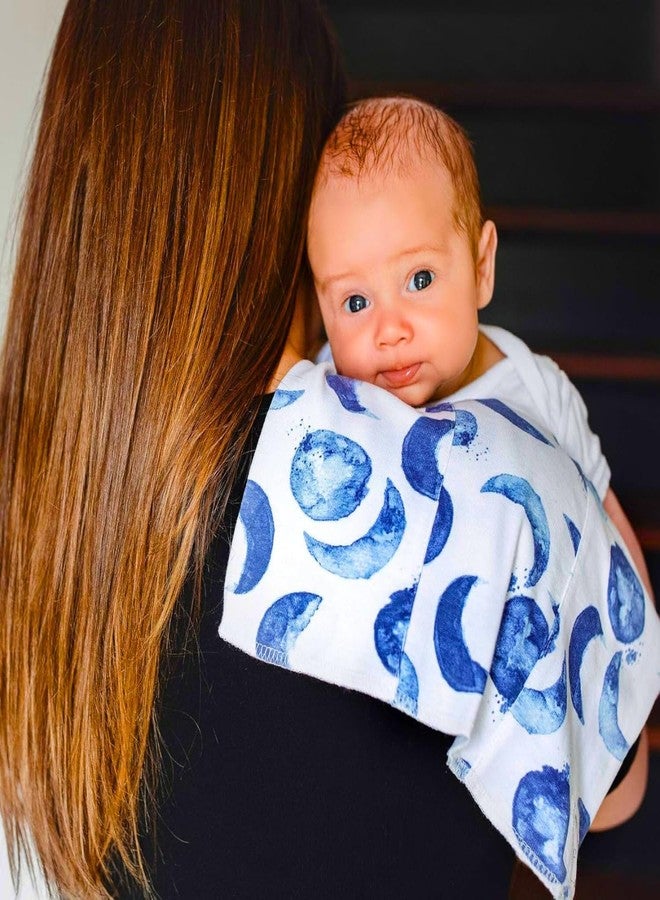 TuddyBuddy Baby Burp Cloth Towel Napkins for Baby Large 17x12 Inches, Fine Double Layer 100% Cotton (5 Pcs Burp Towels, Blue Moons & Stars) - Image 5
