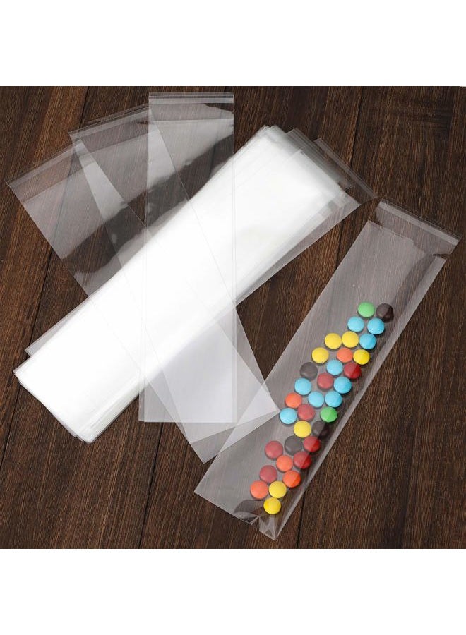 NObranded 100 pcs Clear 2" x 10" Long Self Seal Cello Cellophane Bags Resealable Poly Bags 2.8 mils for Bakery Cookies Candles Christmas Halloween Party Decorative Pretzel Sticks - Image 2