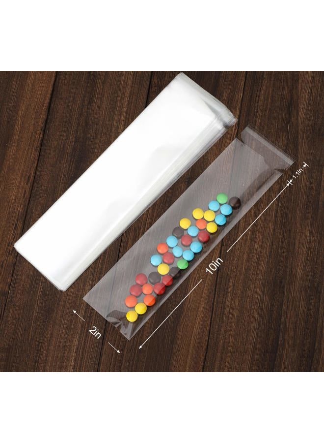NObranded 100 pcs Clear 2" x 10" Long Self Seal Cello Cellophane Bags Resealable Poly Bags 2.8 mils for Bakery Cookies Candles Christmas Halloween Party Decorative Pretzel Sticks - Image 3