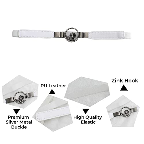REDHORNS Elastic Fabric Waist Belt for Women Dresses Elegant Vintage Rose Design Stretchy Slim Ladies Belt for Saree Girls Jeans - Free Size (GRP-LD80J_White) - Image 4