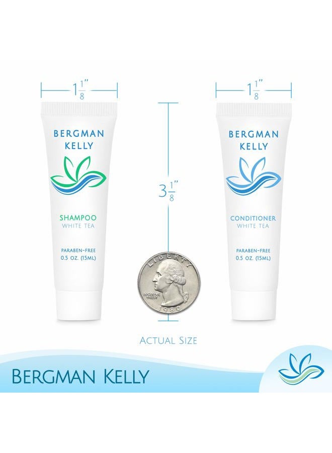 BERGMAN KELLY Round Hotel Soap Bars, Shampoo & Conditioner 3-Piece Set (0.5 oz each, 150 pc, White Tea), Delight Your Guests with Revitalizing & Refreshing Mini Travel Toiletries & Bulk Amenities - Image 3