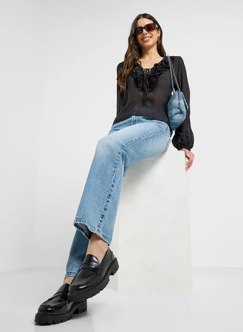 Ginger Ruffle Detail Boho Style Blouse