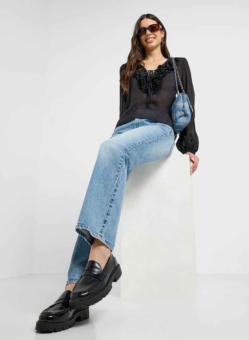 جينجر بلوزة بوهيمية بتفاصيل كشكش - Image 4