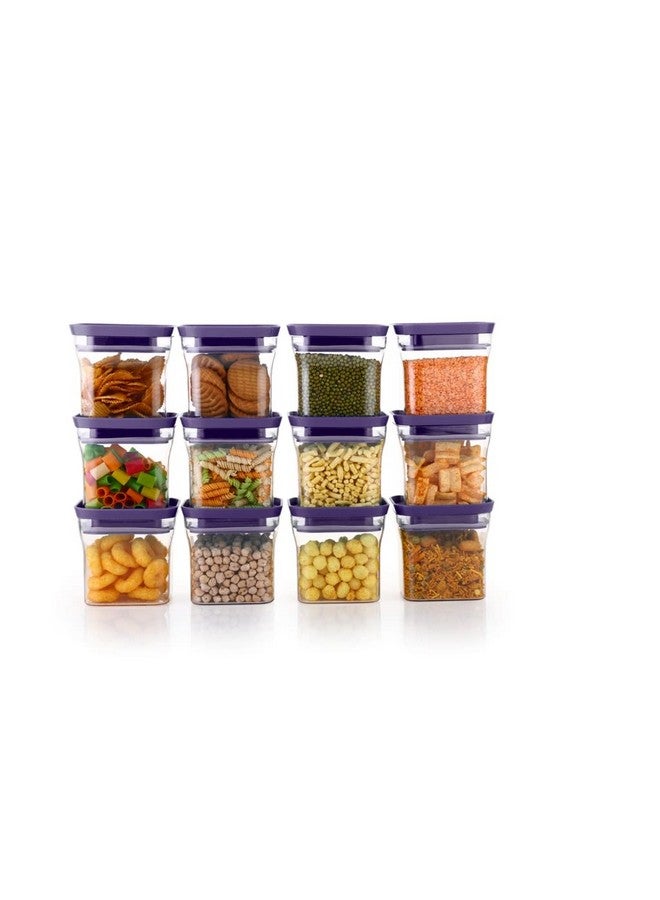 YouBee® Unbreakable Air Tight Kitchen Storage Container for Rice | Dal | Atta, BPA-free, Flour | Cereals | Snacks | Stackable | Modular, 600 Ml Set 12 (Purple) - Image 2