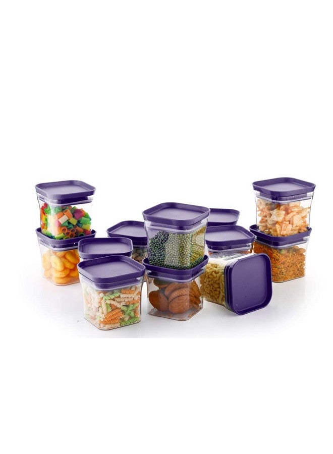 YouBee® Unbreakable Air Tight Kitchen Storage Container for Rice | Dal | Atta, BPA-free, Flour | Cereals | Snacks | Stackable | Modular, 600 Ml Set 12 (Purple) - Image 1