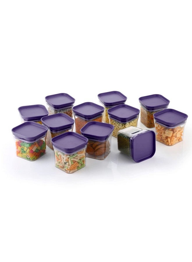 YouBee® Unbreakable Air Tight Kitchen Storage Container for Rice | Dal | Atta, BPA-free, Flour | Cereals | Snacks | Stackable | Modular, 600 Ml Set 12 (Purple) - Image 3