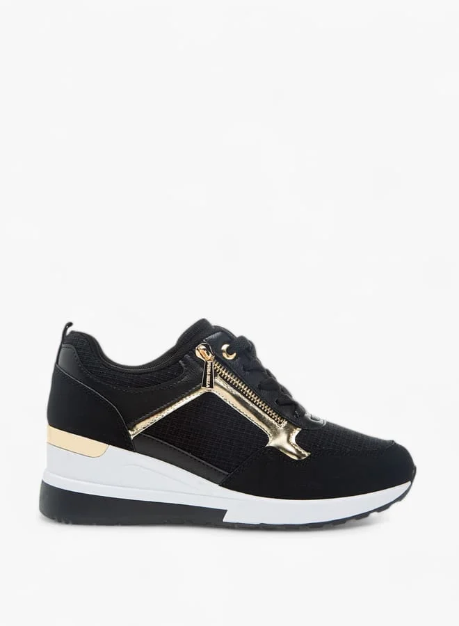 Women Panelled Sneakers with Lace-Up Closure