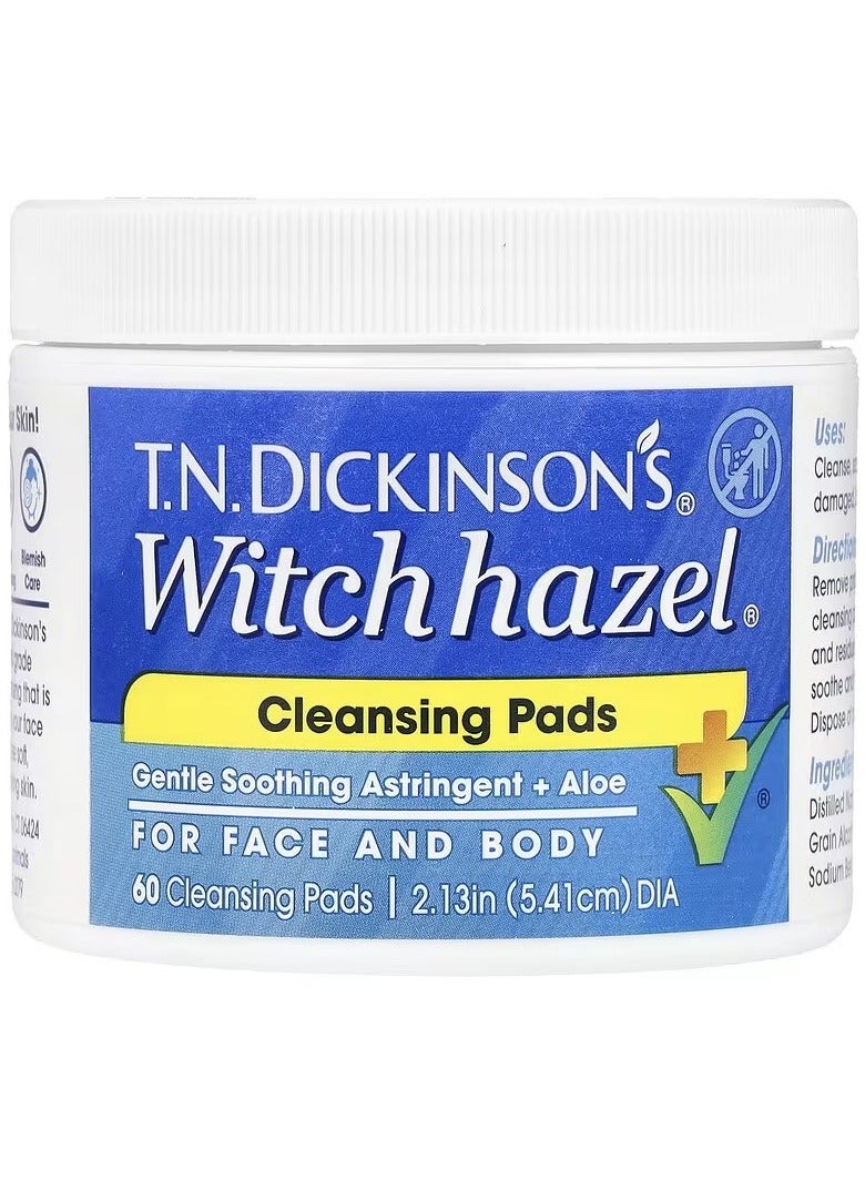 وسادات تنظيف Witch Hazel®، خالية من العطور، 60 وسادة تنظيف