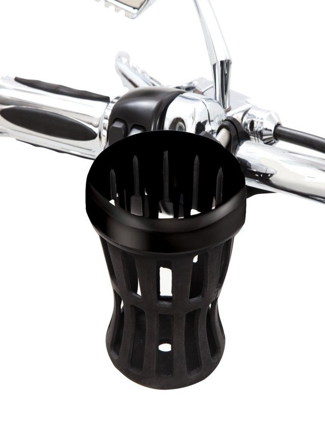Ciro Black Rubber Drink Holder for Harley - 7/8-1 in. Black Clamp Mount 50613 - Image 1