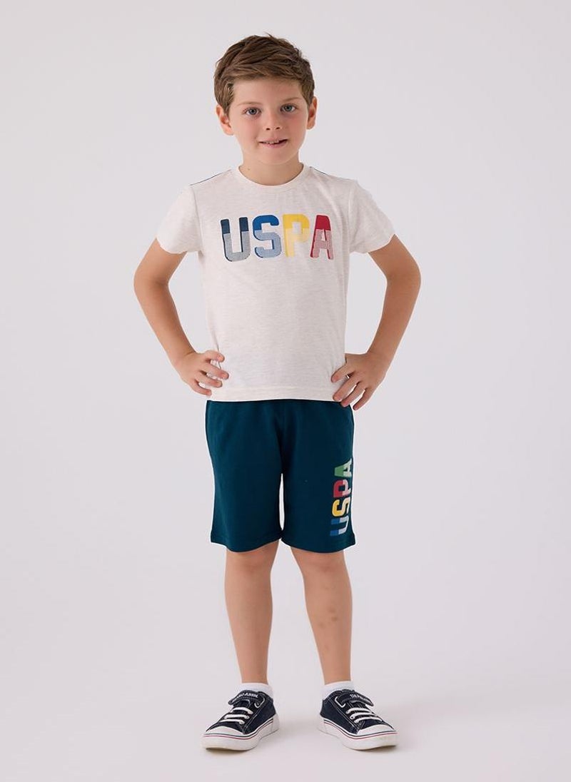 U.S. Polo Assn. U.S. Polo Assn. Boys Beige Bermuda Set - Image 1