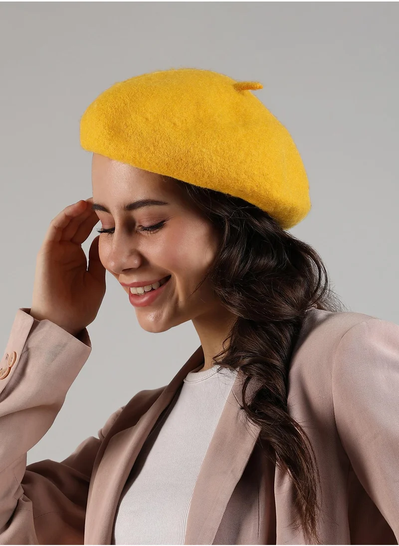 Haute Sauce Solid Beret Hat - Yellow