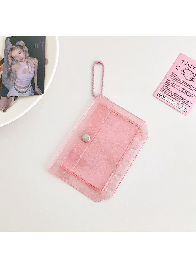 NIBEMINENT 1 - Piece Simple And Transparent PVC Kpop Photo Card Holder Pendant Key Chain ID Badge Holder ID Card Holder Photo Card Protector for School ID Office ID Access Card for Women Girls - Image 1