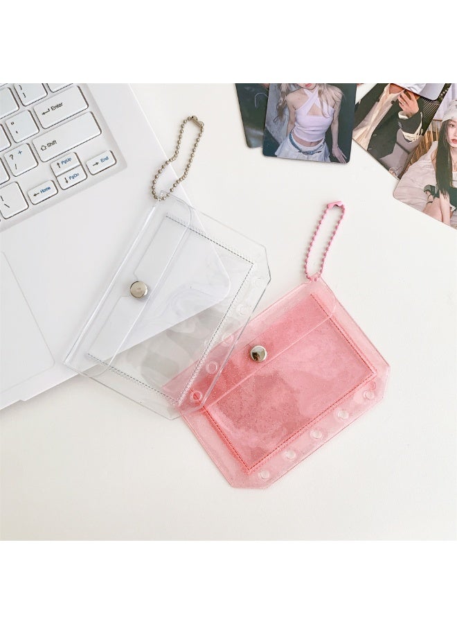 NIBEMINENT 1 - Piece Simple And Transparent PVC Kpop Photo Card Holder Pendant Key Chain ID Badge Holder ID Card Holder Photo Card Protector for School ID Office ID Access Card for Women Girls - Image 2