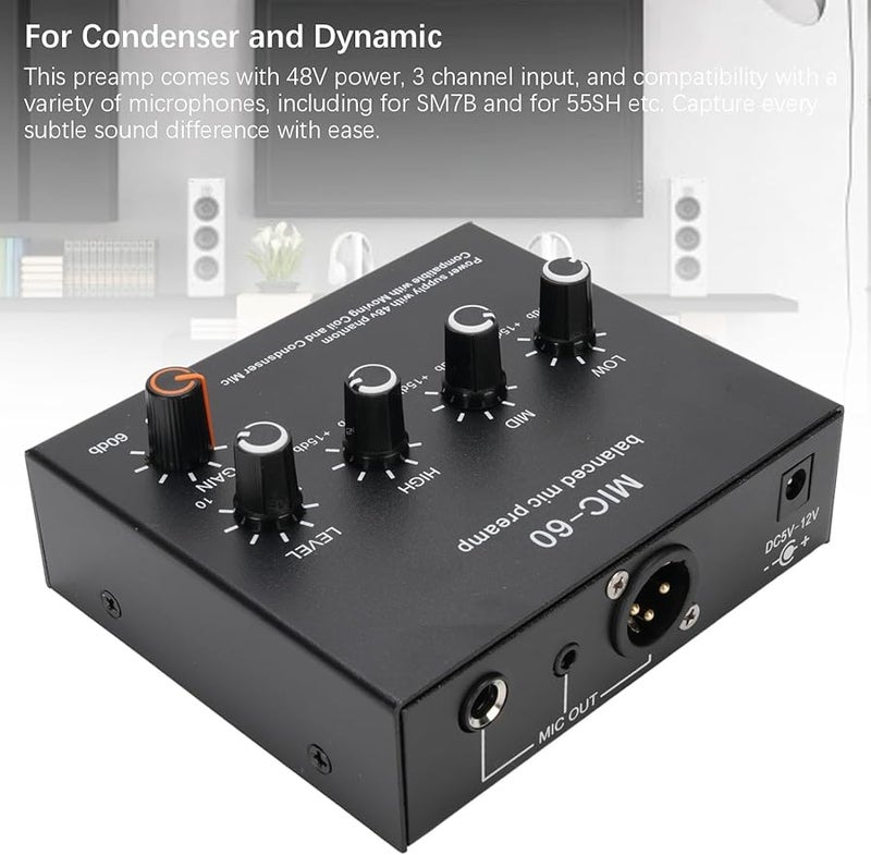 Diyeeni PNFR94GCH7 11 Mic Preamp 48V USB Audio Interface Adjustable Gain For Recording Podcast Studio - Image 4