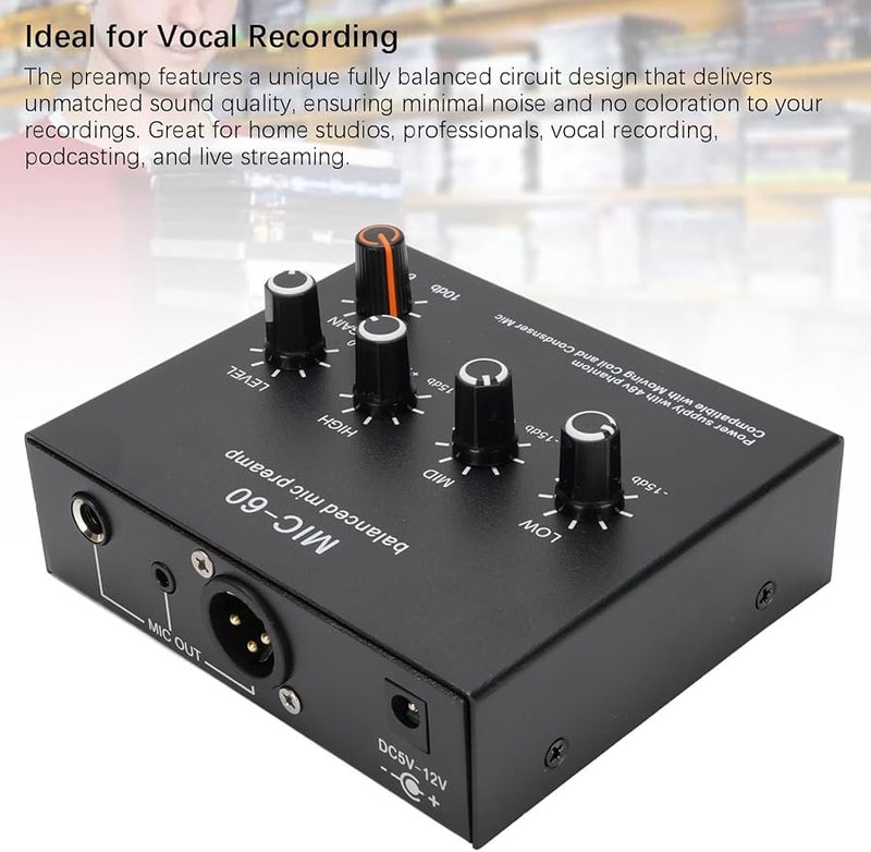 Diyeeni PNFR94GCH7 11 Mic Preamp 48V USB Audio Interface Adjustable Gain For Recording Podcast Studio - Image 5