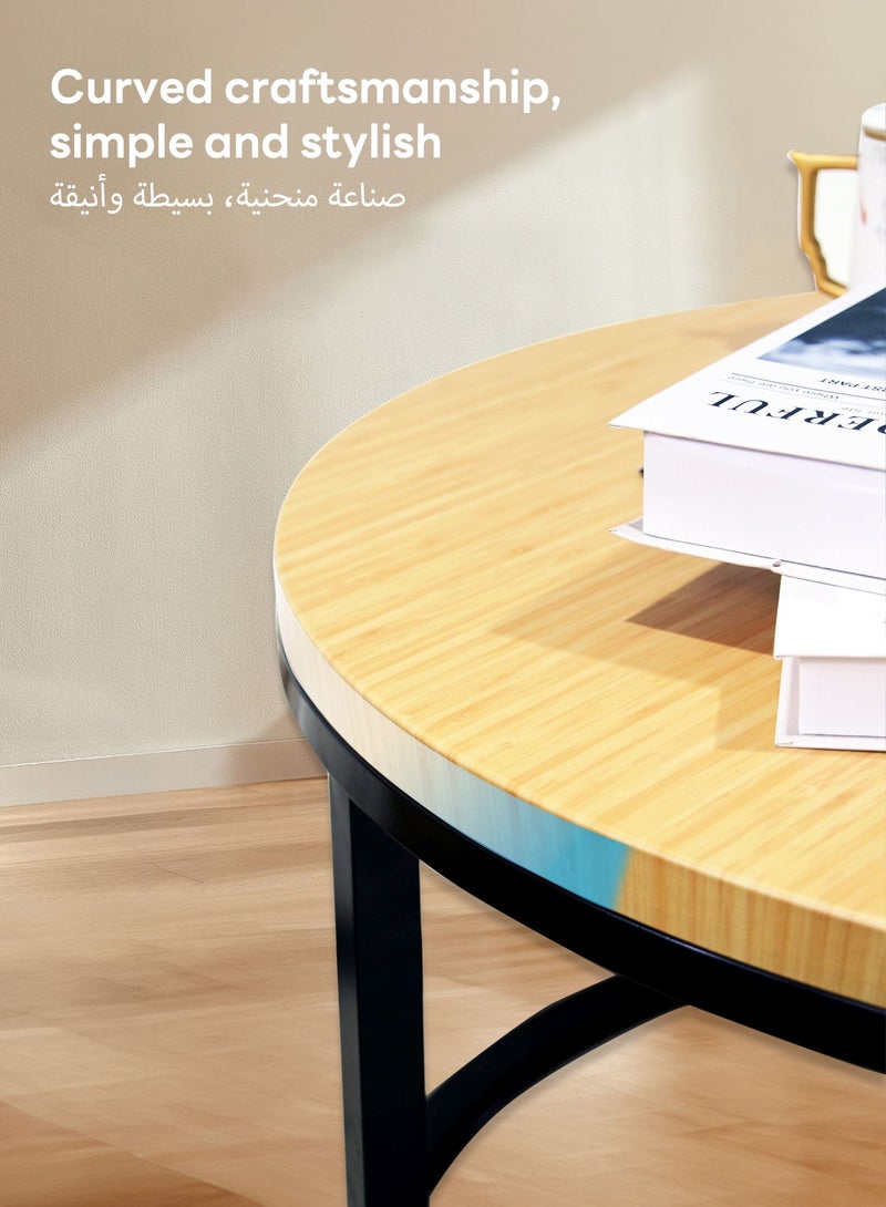 شاربدو طاولة القهوة المستديرة الأم والطفل غرفة المعيشة الحديثة البسيطة البيت الخشب ضوء الفاخرة نمط الجمع - Image 5