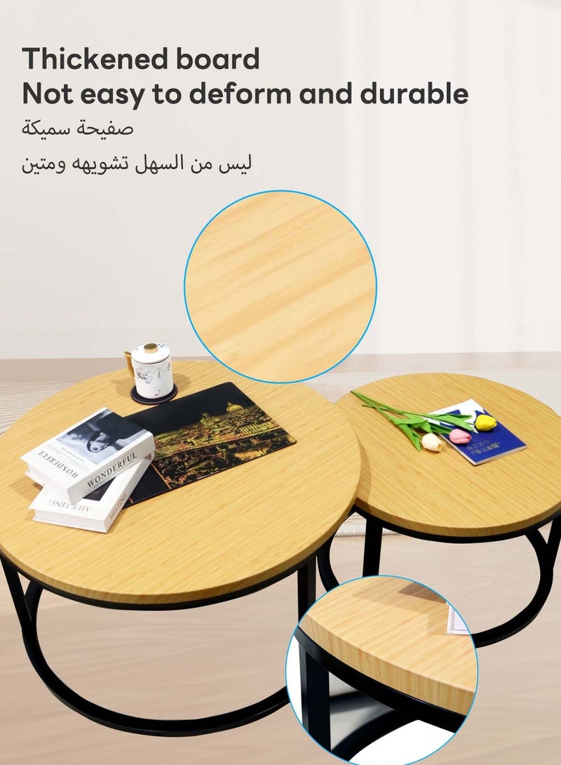 شاربدو طاولة القهوة المستديرة الأم والطفل غرفة المعيشة الحديثة البسيطة البيت الخشب ضوء الفاخرة نمط الجمع - Image 4