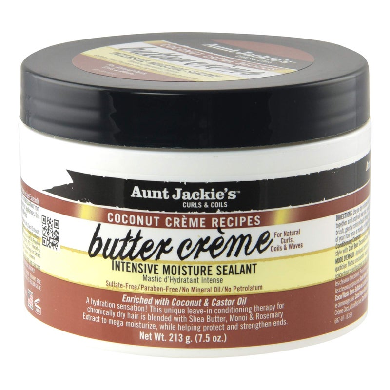 Aunt Jackie's Coconut CrÃ¨me Recipes Butter CrÃ¨me Intensive Moisture Sealant, Leave-In Conditioning Therapy for Dry Hair, 7.5 oz - Image 1