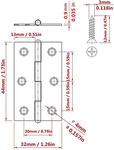 ZAQW 20Pcs Stainless Steel Folding Hinge 2 inch Door and Window Hinge is assigned 120 Screws - Image 2