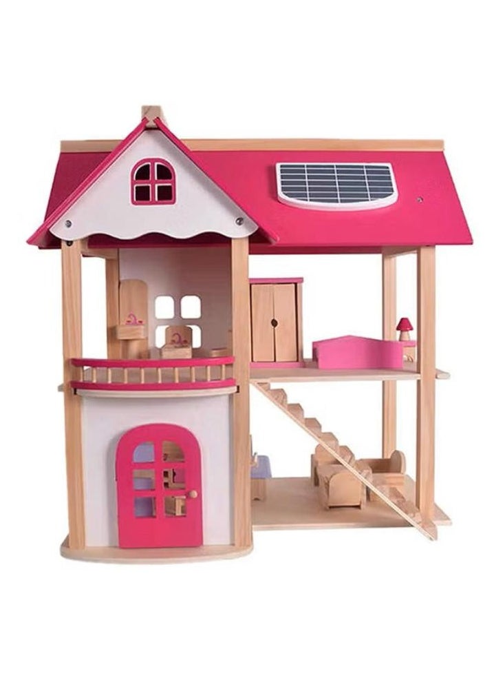 MARAH TOYS Wooden Dollhouse, Dream House for Girls Pretend Play - 2 Floors, Dollhouse with Wooden Furniture, Playhouse for Toddlers, Gift for 3-10 Years Old Children  - Image 3