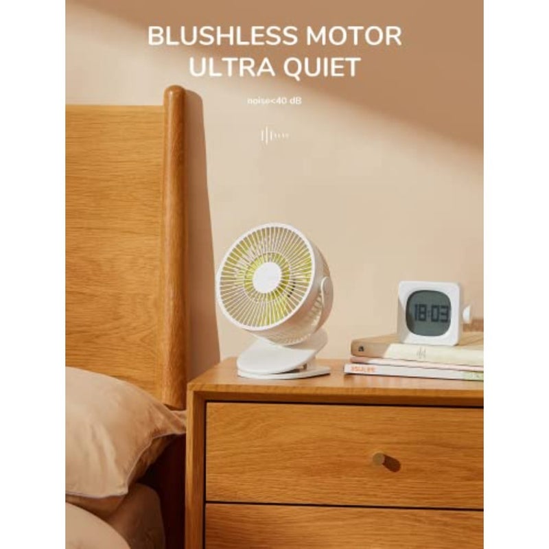 Clip on Baby Stroller Fan, 4000mAh Battery Operated, Portable Personal Small Fan, Quiet and Narrow Slot Design, 4 Speeds, Max 14 Hrs, Ideal for Bed, Desk, Car Seat - Milky White - Image 5