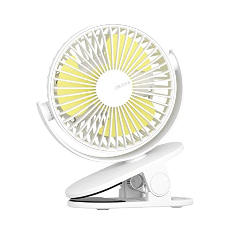 Clip on Baby Stroller Fan, 4000mAh Battery Operated, Portable Personal Small Fan, Quiet and Narrow Slot Design, 4 Speeds, Max 14 Hrs, Ideal for Bed, Desk, Car Seat - Milky White - Image 1