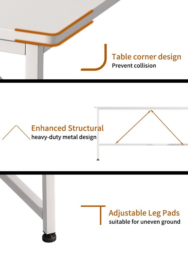 Harlan Industrial Modern Office Desk,130CM Computer Desk, Study Table with 2-Tier Shelves,White - Image 4