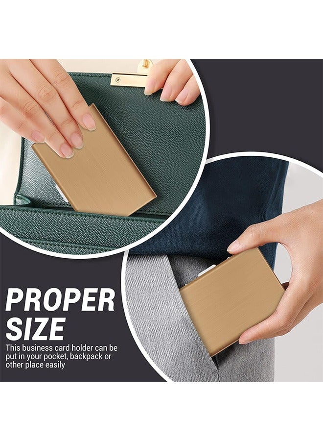 Business Card Holder Case Wallet for Men and Women, Metal Minimalist Slim Credit Card Wallet with Stainless Steel RFID Blocking for Men and Women (Golden) - Image 5