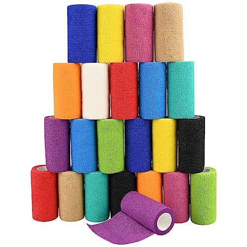 Ruby Q 24pcs Self Adhesive Bandage Wraps 4in 5 Yards Multicolor - Image 2