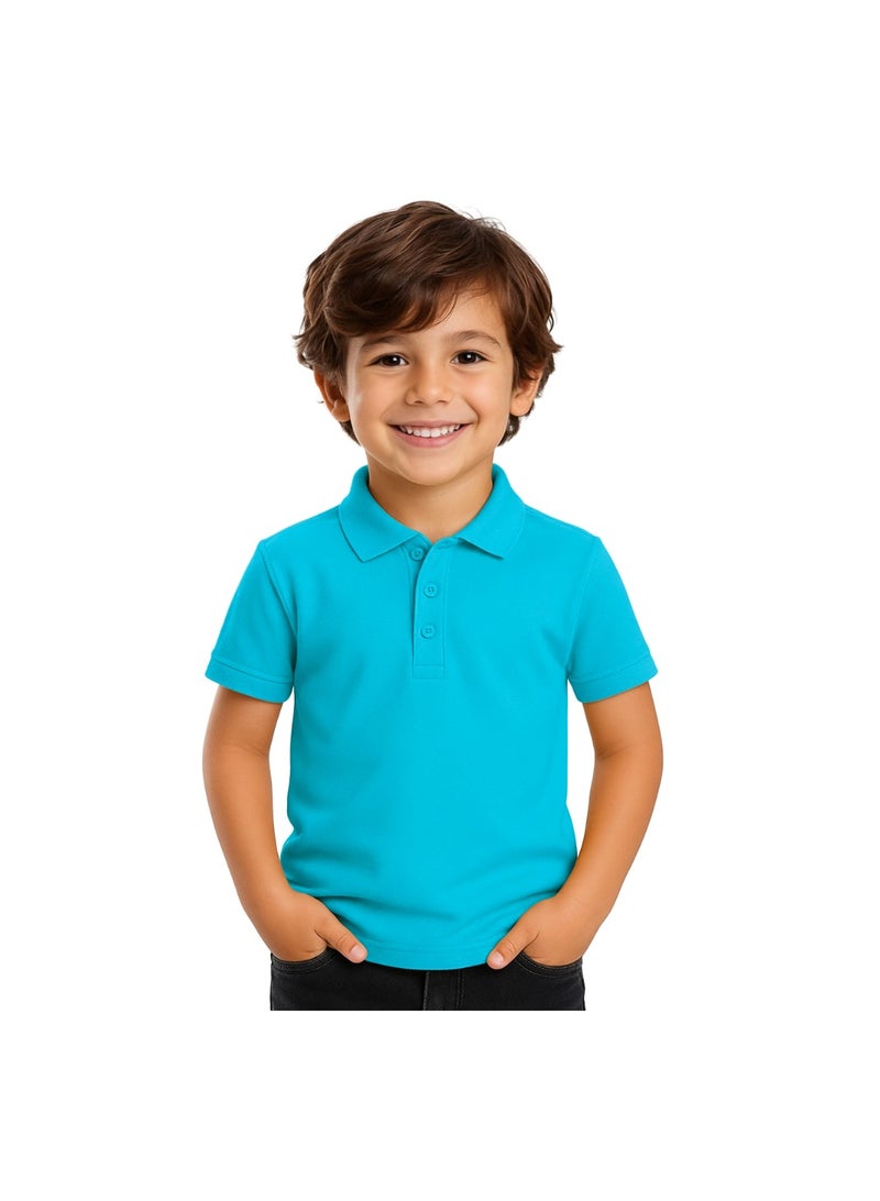 برينت شوب فور مي تيشيرت بولو للأطفال للأولاد 230 جرام في المتر المربع من القطن الخالص الألوان الأساسية - Image 1