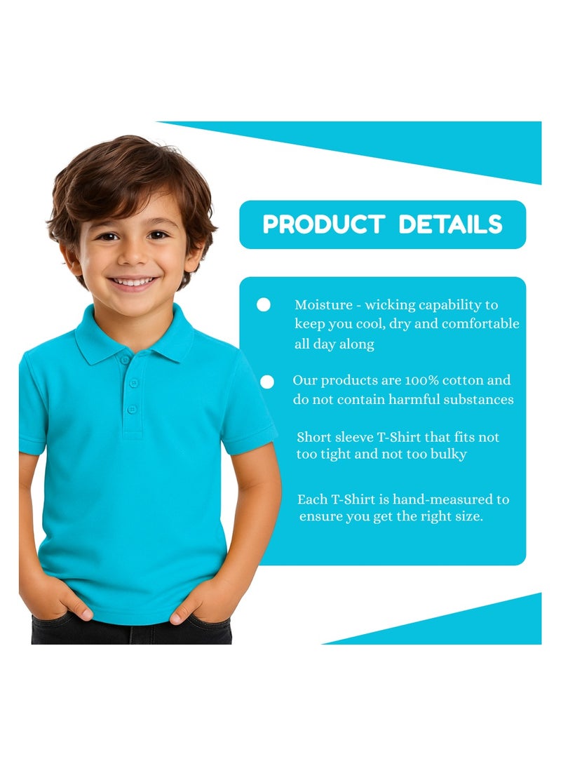 برينت شوب فور مي تيشيرت بولو للأطفال للأولاد 230 جرام في المتر المربع من القطن الخالص الألوان الأساسية - Image 3